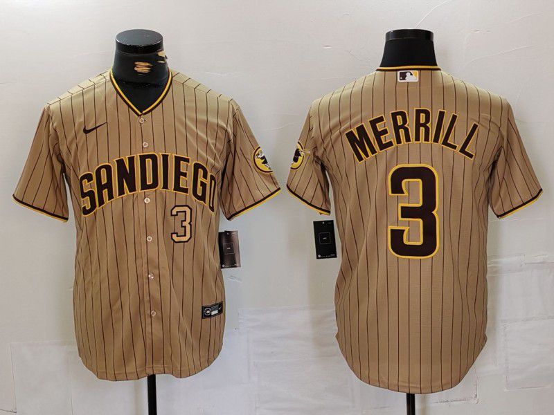 Men San Diego Padres #3 Merrill Brown stripe Game 2024 Nike MLB Jersey style 2